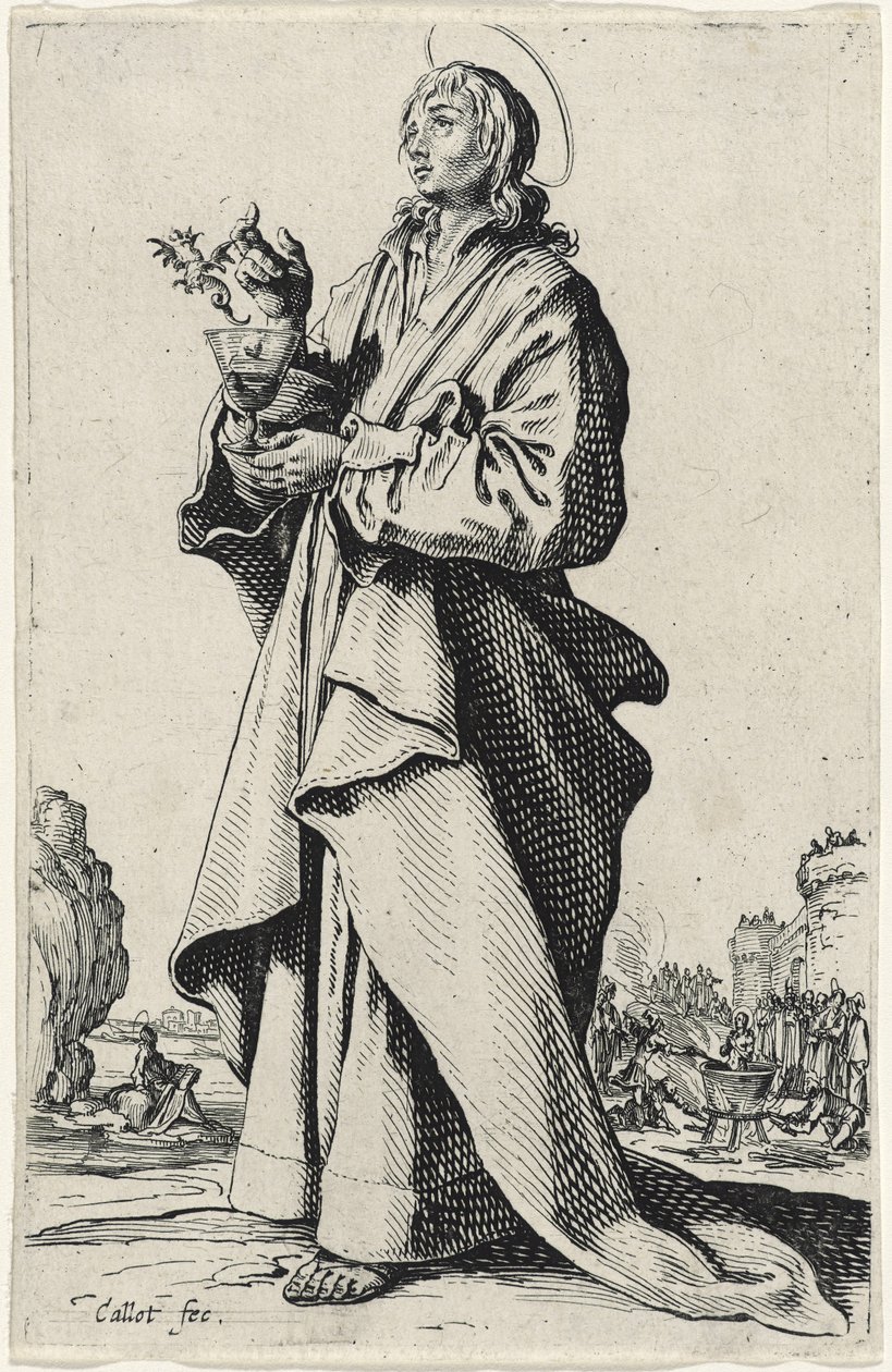 Sankt Johannes evangelisten fra Les Grands Apôtres (De store apostle), 1631 af Jacques Callot