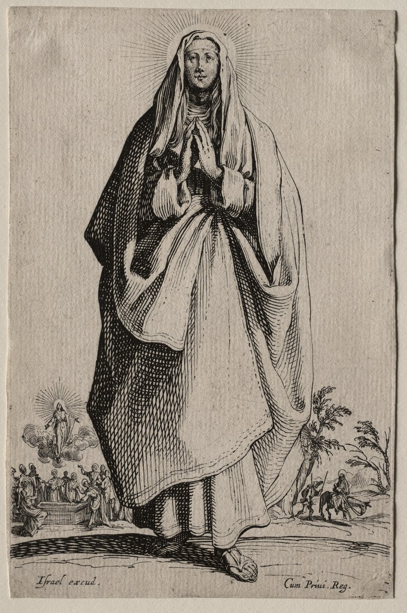 Hellige af den hellige jomfru Maria af Frelseren Ikoner/Les Grands Apôtres (De store apostle): La Sainte Vierge (Den Hellige Jomfru) af Jacques Callot