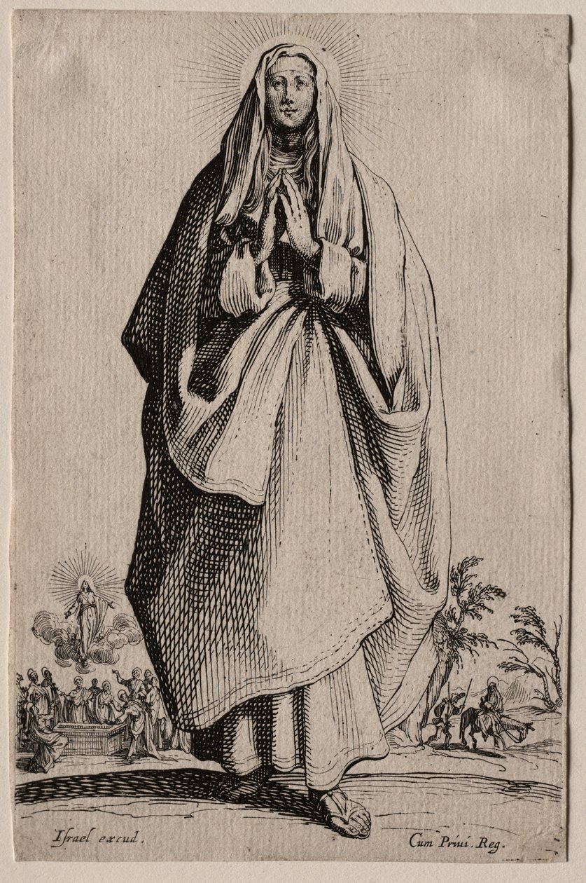 Hellige af den hellige jomfru Maria af Frelseren Ikoner/Les Grands Apôtres (De store apostle): La Sainte Vierge (Den Hellige Jomfru) af Jacques Callot