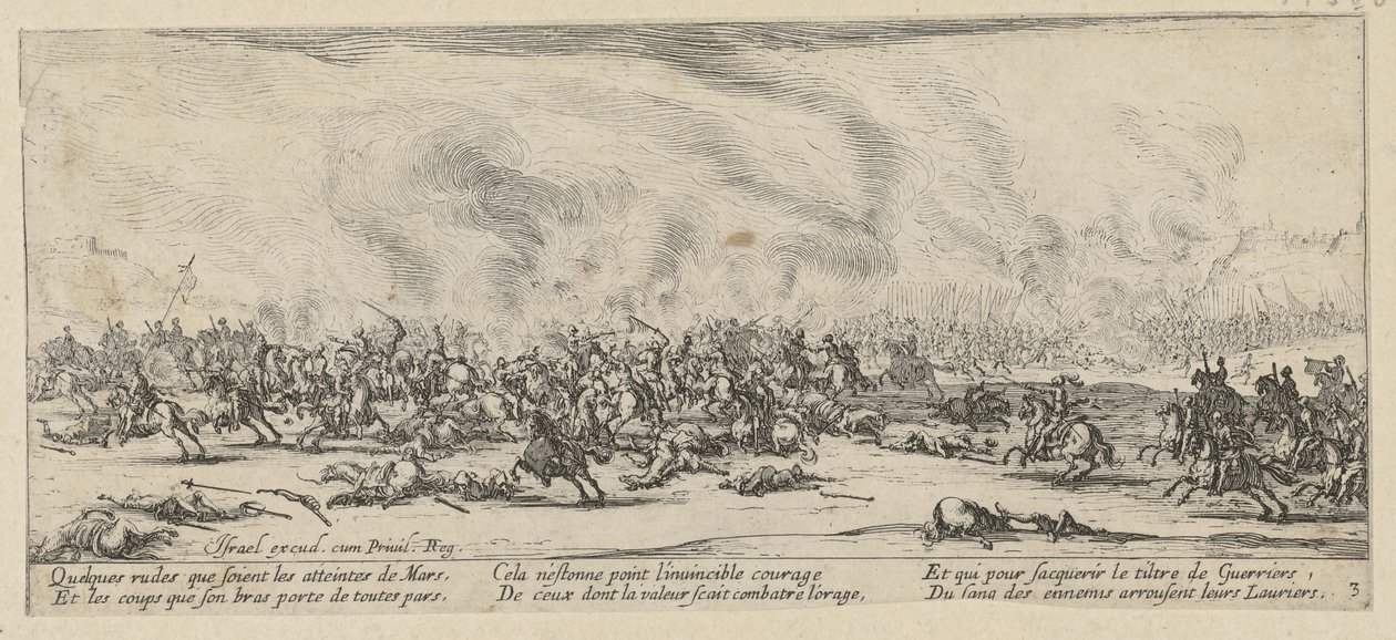 Slag, side 3 i serien »Krigens rædsler« af Jacques Callot