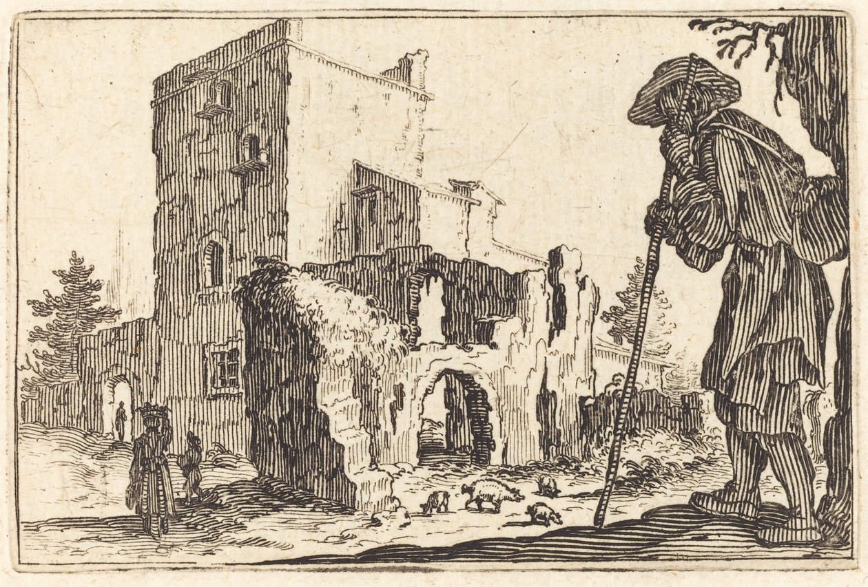 Hyrde og ruiner af Jacques Callot