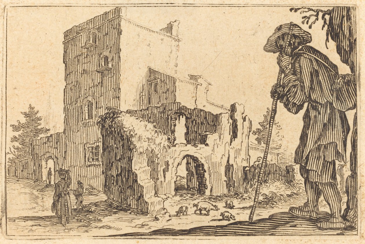 Hyrde og ruiner, ca. 1622. af Jacques Callot