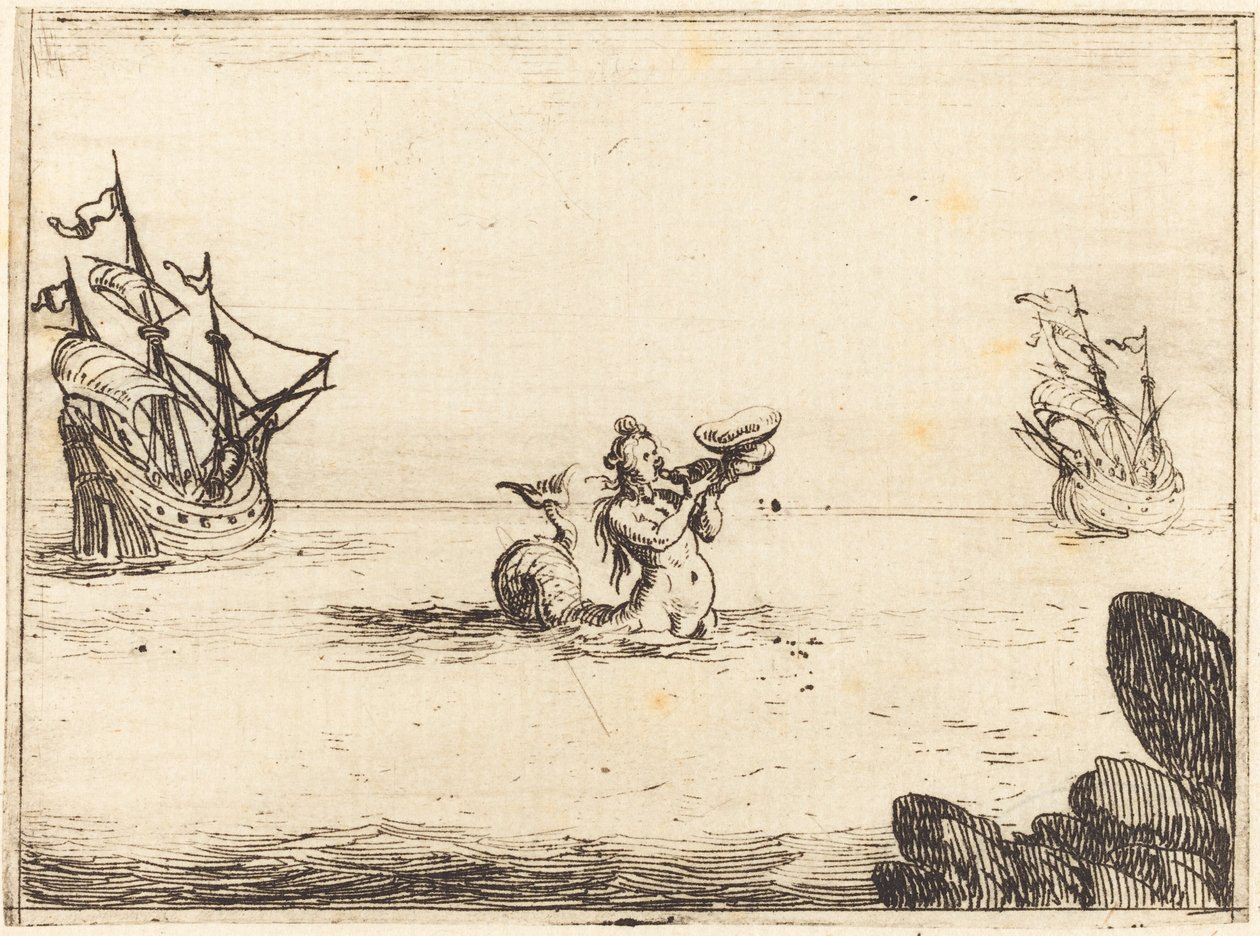 Sirene mellem to skibe af Jacques Callot