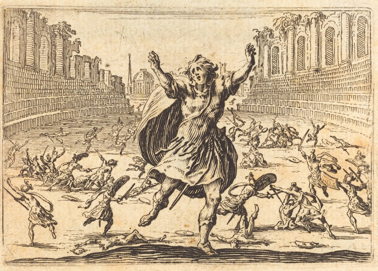 Træfning i et romersk cirkus, ca. 1622. af Jacques Callot