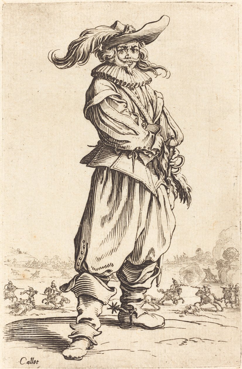 Soldat med fjerhat af Jacques Callot