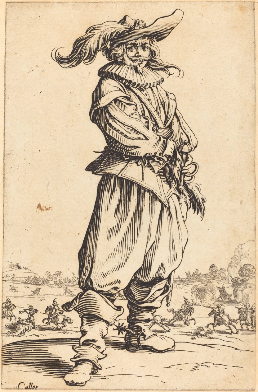 Soldat med fjerhat af Jacques Callot