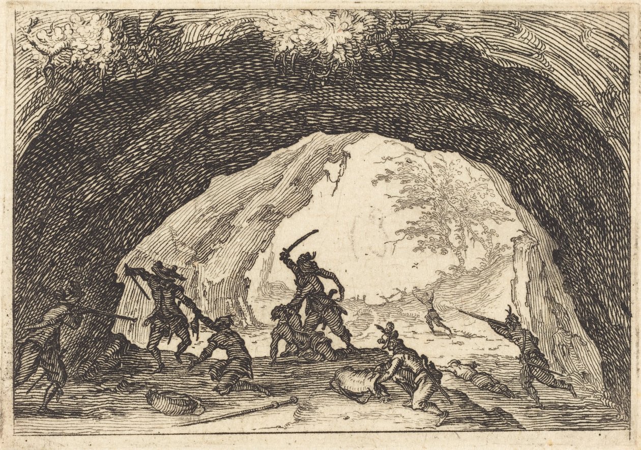 Soldater angriber røvere af Jacques Callot