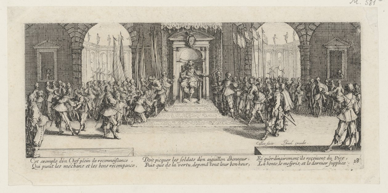Soldvergabe, side 18 i serien »Krigens rædsler« af Jacques Callot