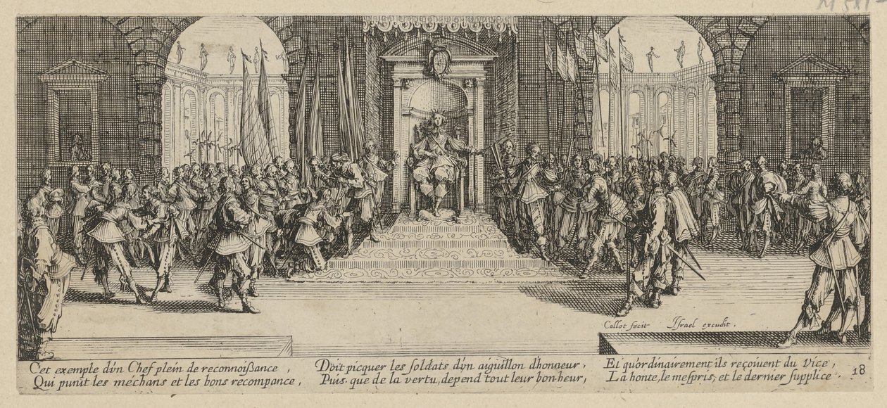 Soldvergabe, side 18 i serien »Krigens rædsler« af Jacques Callot