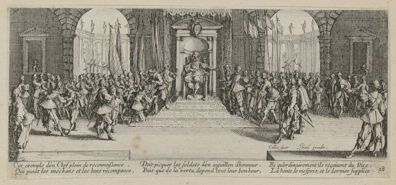 Soldvergabe, side 18 i serien »Krigens rædsler« af Jacques Callot