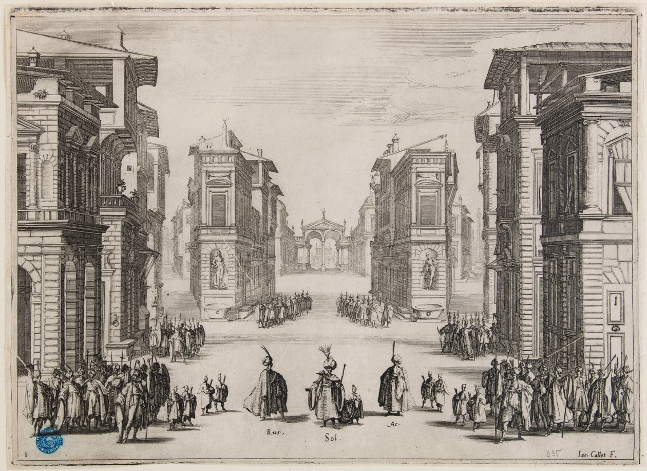 Soliman, 1. akt. Andet nummer i en serie på 6 stykker (Lieure 364, Meaume 435) af Jacques Callot
