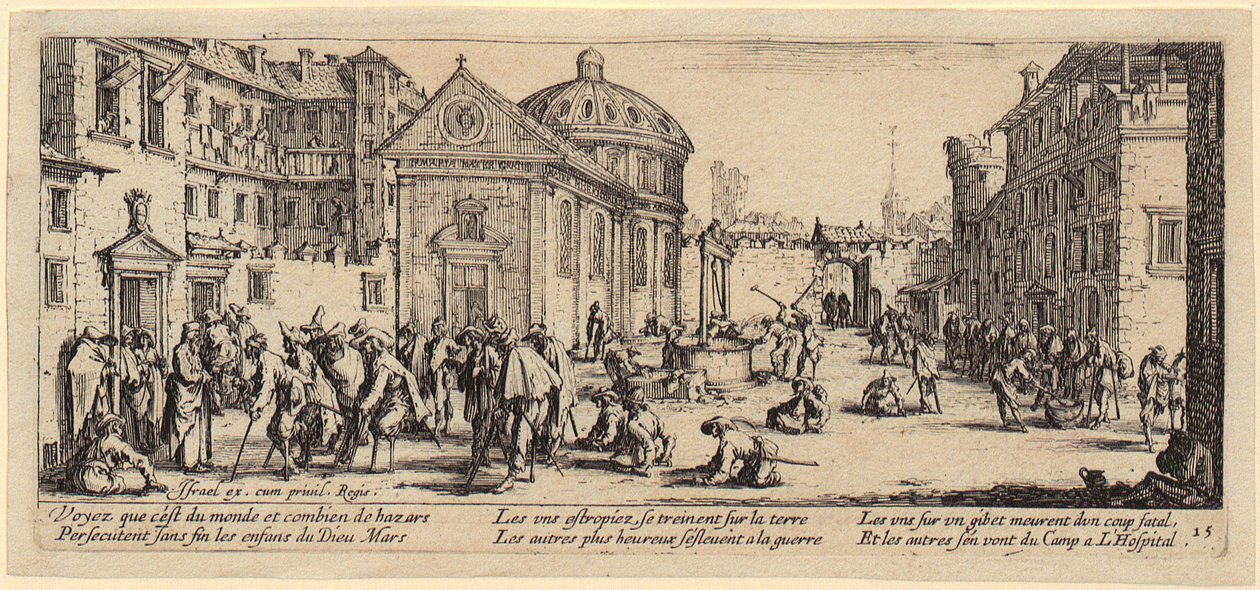 Spital, side 15 i serien »Krigens rædsler« af Jacques Callot