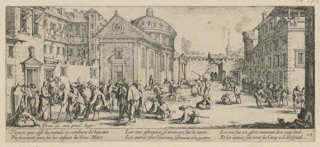 Spital, side 15 i serien »Krigens rædsler« af Jacques Callot