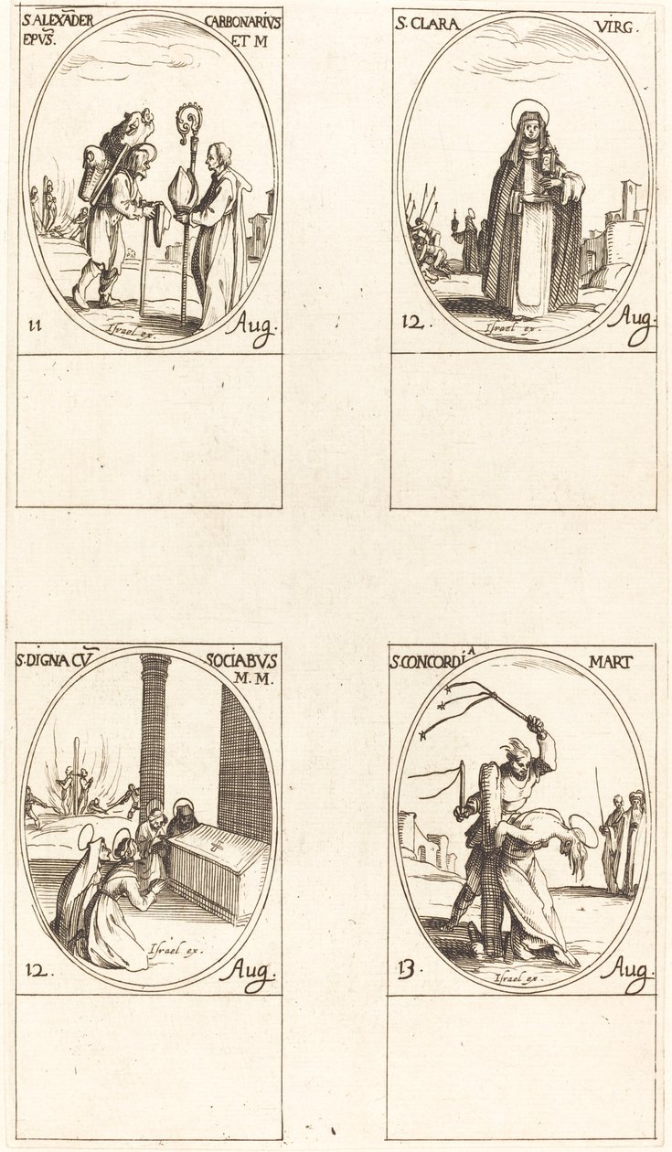 Sankt Alexander Carbonarius; St. Clare; St. Digna og ledsagere; St. Concordia af Jacques Callot