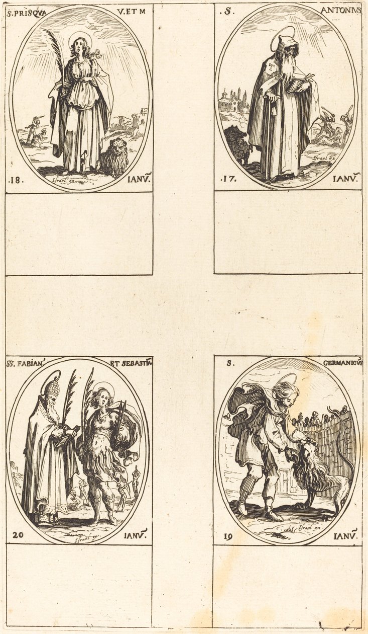 Sankt Antonius; St. Prisca; St. Germanicus; Sts. Fabian og Sebastian af Jacques Callot