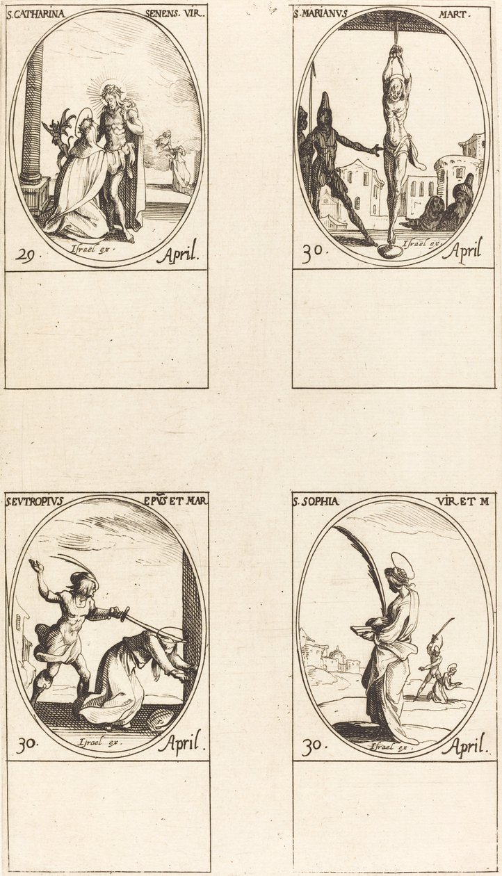 St. Catharine af Siena; Sankt Marian; St. Eutropius; Sankt Sophia af Jacques Callot