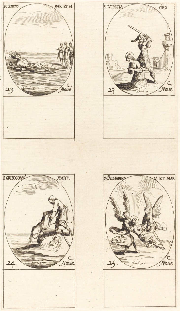 Sankt Clement; St. Lucretia; St. Chrysogonus; Sankt Catharine af Jacques Callot