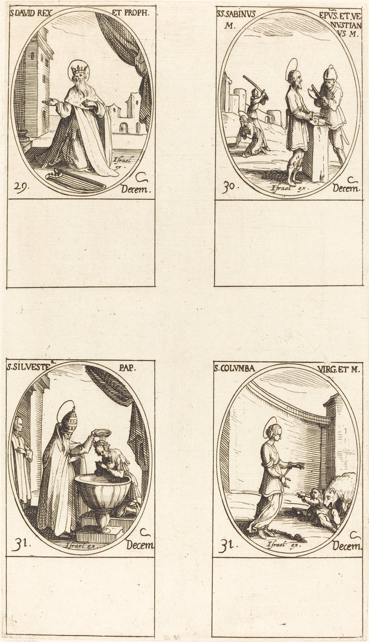 St. David, konge og profet; Sts. Sabinus og Venustianus; St. Sylvester; St. Colomba af Jacques Callot
