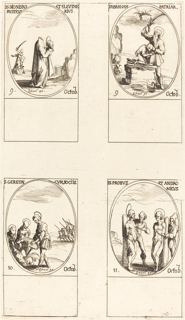 St. Dionysius, Rusticus & Eleutherius; St. Abraham; St. Gereon & Companions; Hellige Til af Jacques Callot