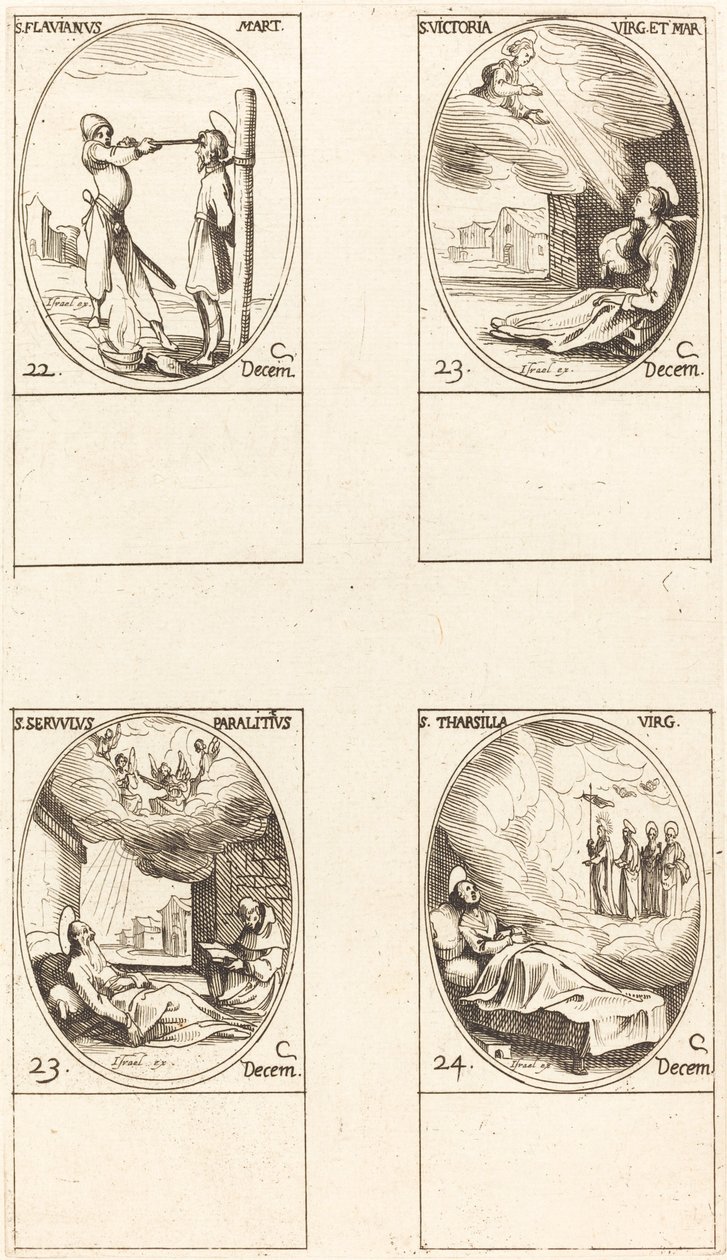 St. Flavian, St. Victoria, St. Servulus, St. Tharsilla af Jacques Callot