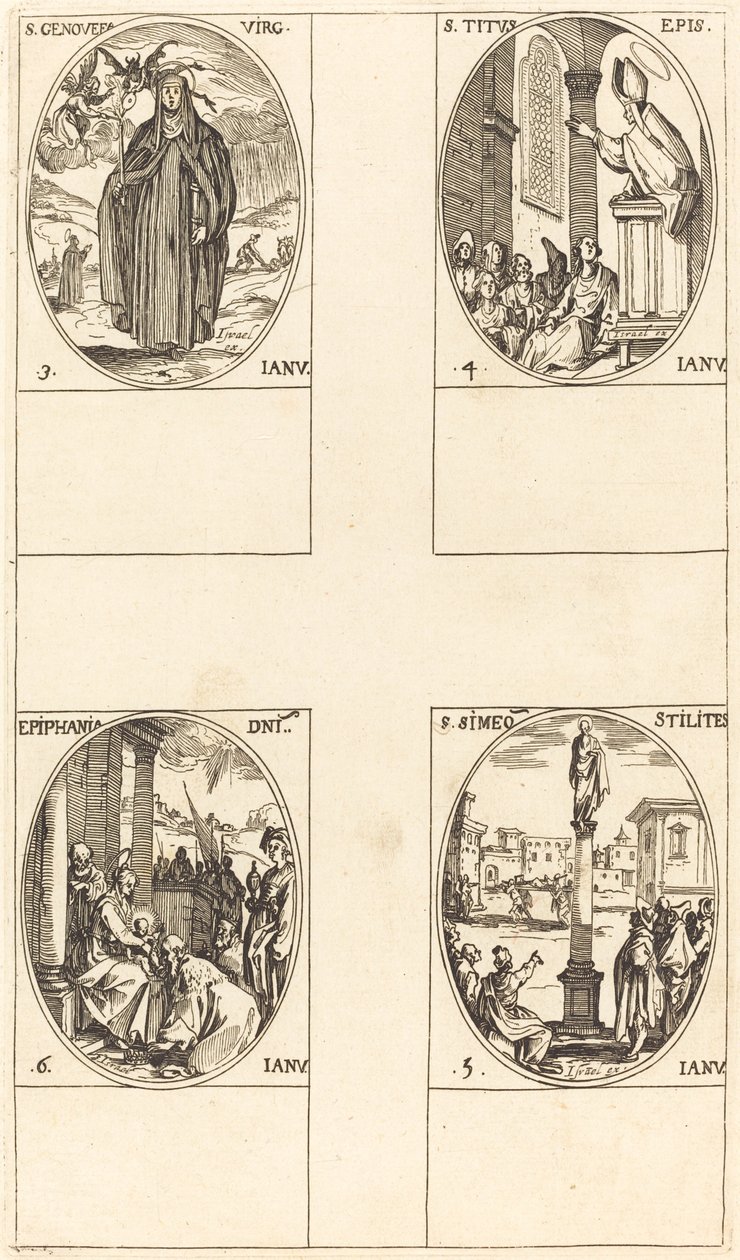 St. Genevieve; Sankt Titus; St. Simeon stilitter; Åbenbaring af Jacques Callot