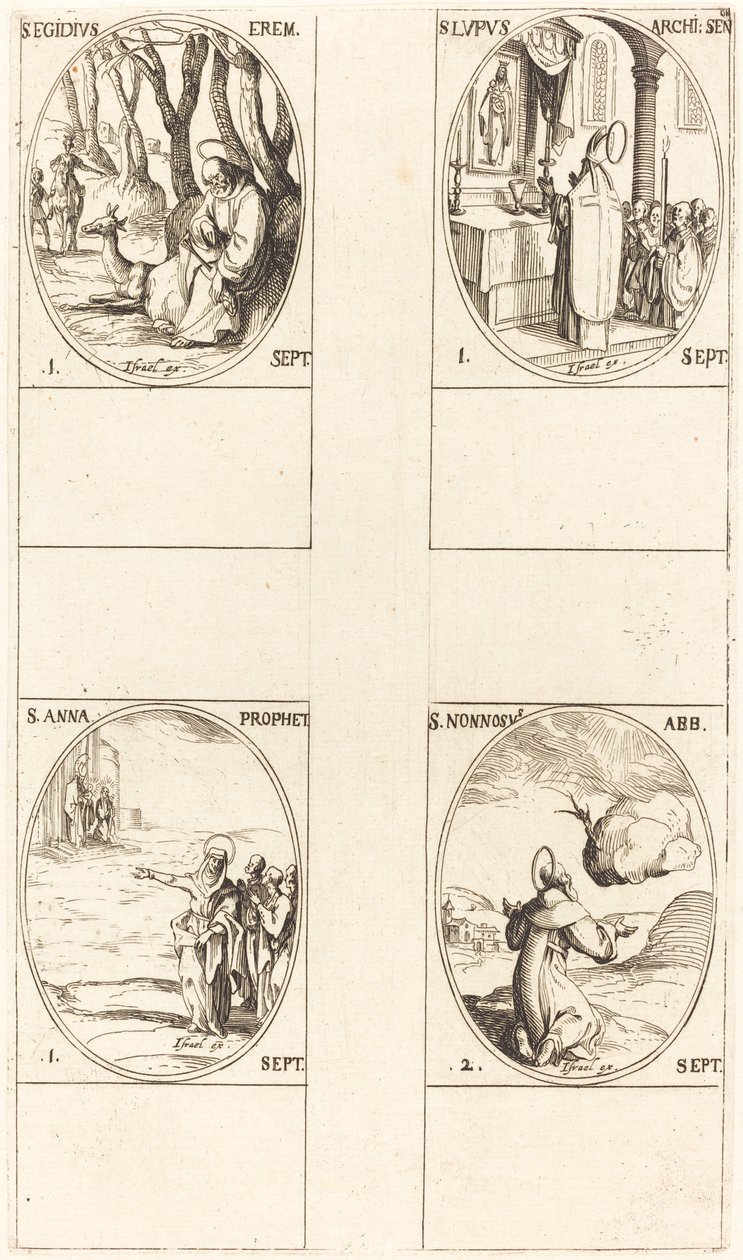 St. Giles; St. Lupus; Sankt Anne; St. Nonnosus af Jacques Callot
