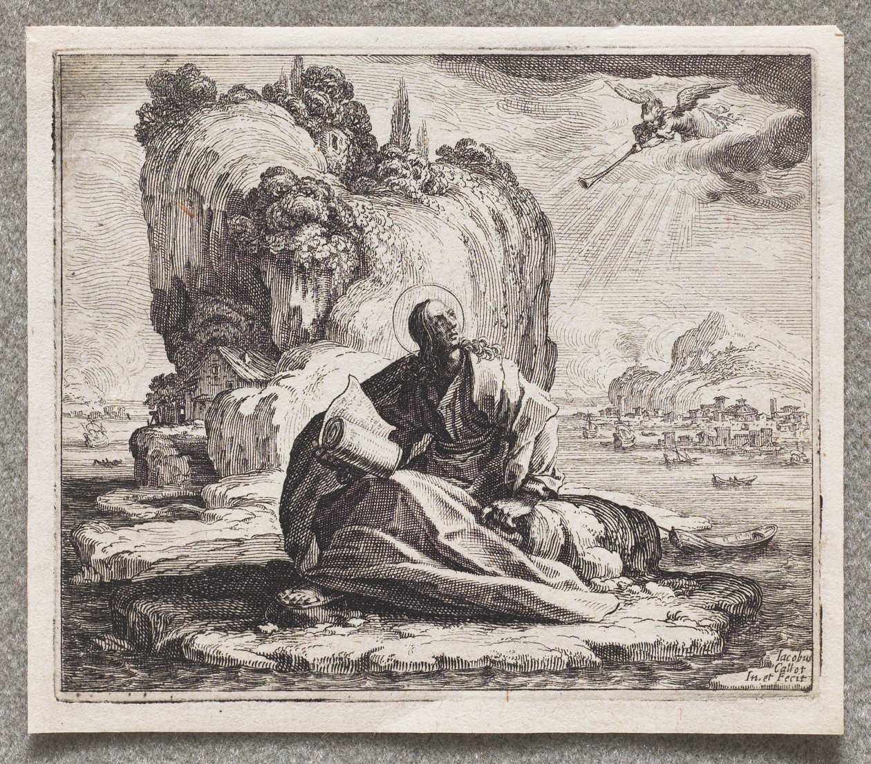Sankt Johannes på øen Patmos af Jacques Callot