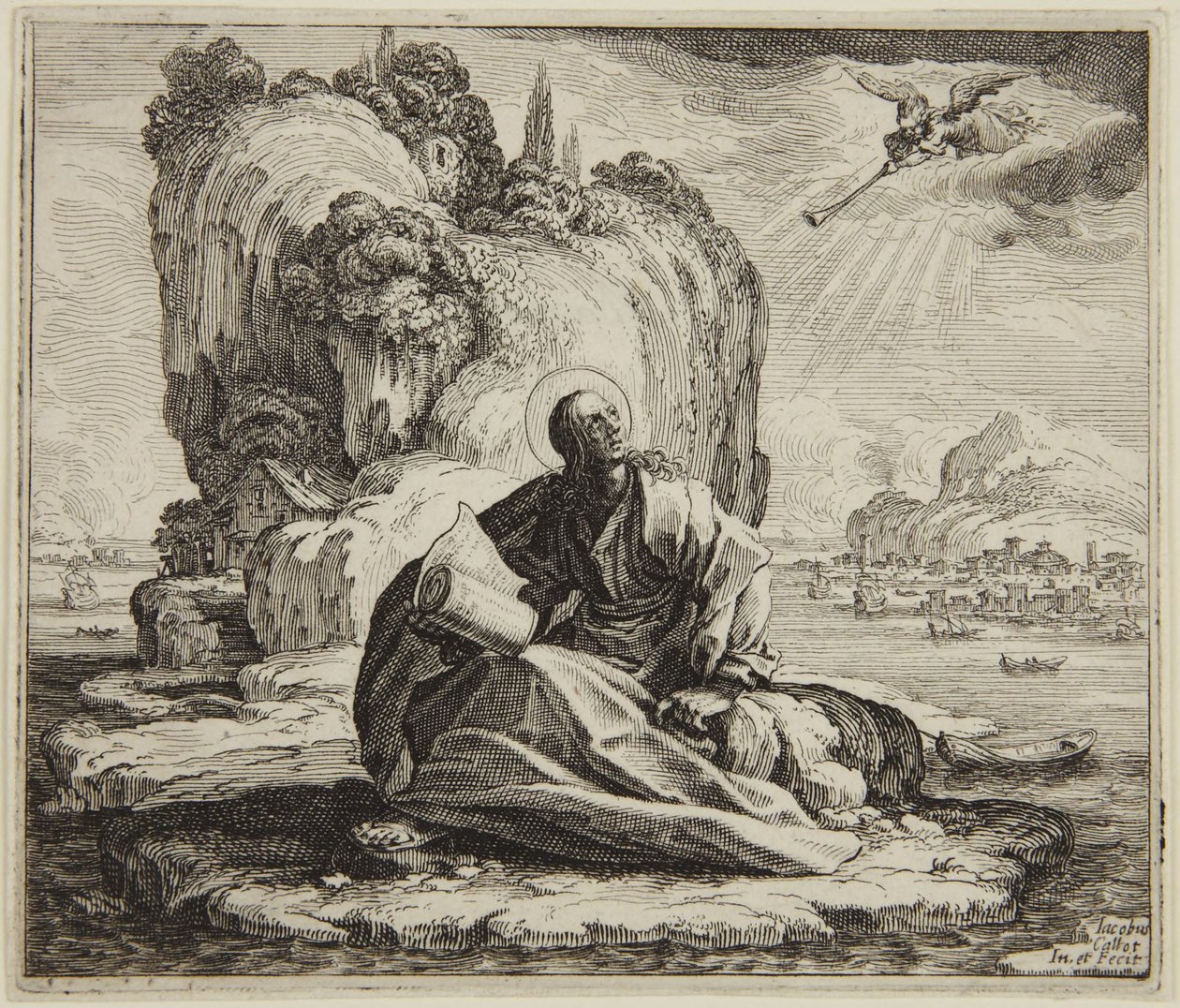 Sankt Johannes på øen Patmos af Jacques Callot