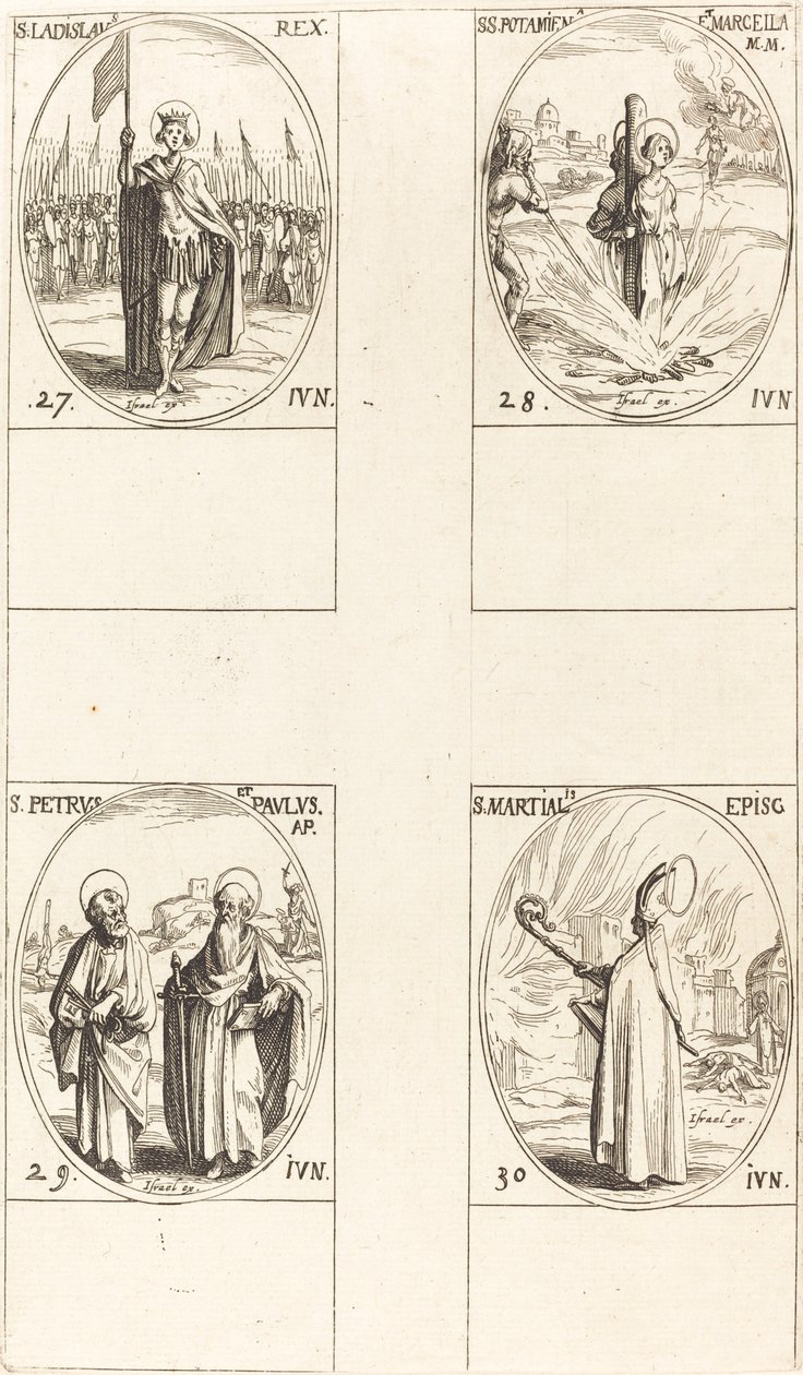 St. Ladislas; Sts. Potamiana og Marcella; Sts. Peter og Paulus, apostle; St. Martial af Jacques Callot