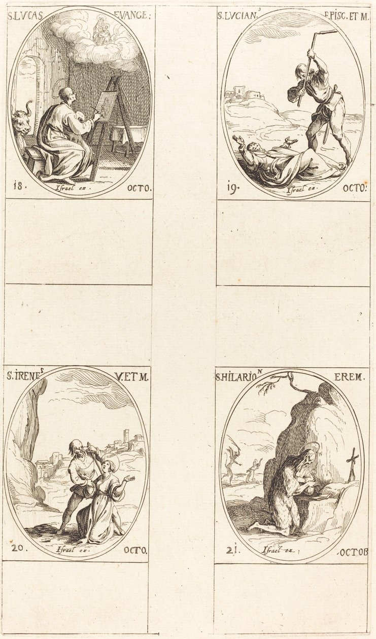 St. Lukas; St. Lucian; St. Irene; St. Hilarion af Jacques Callot