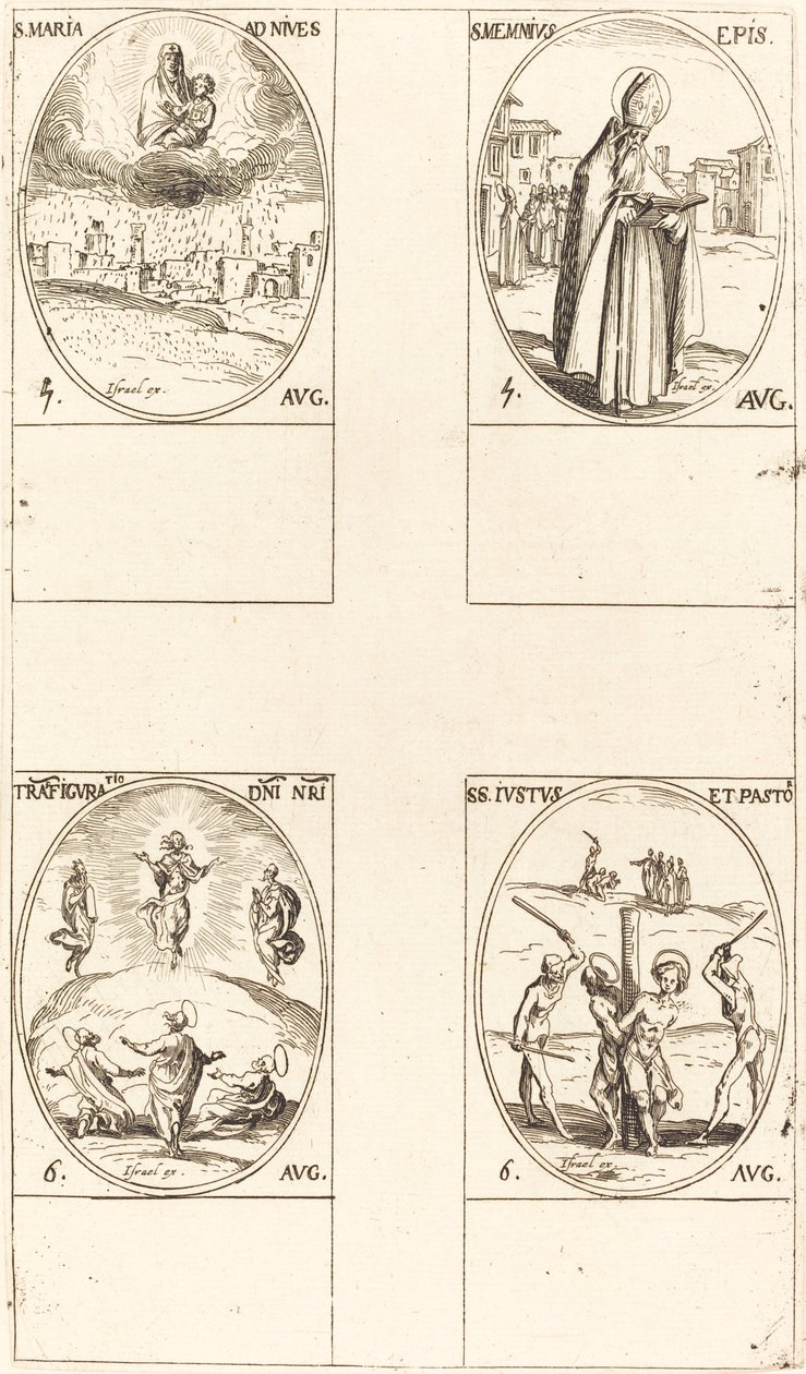 St. Mary of Snow; Sankt Memmius, Biskop; Forvandlingen; Sts. Justus og pastor af Jacques Callot