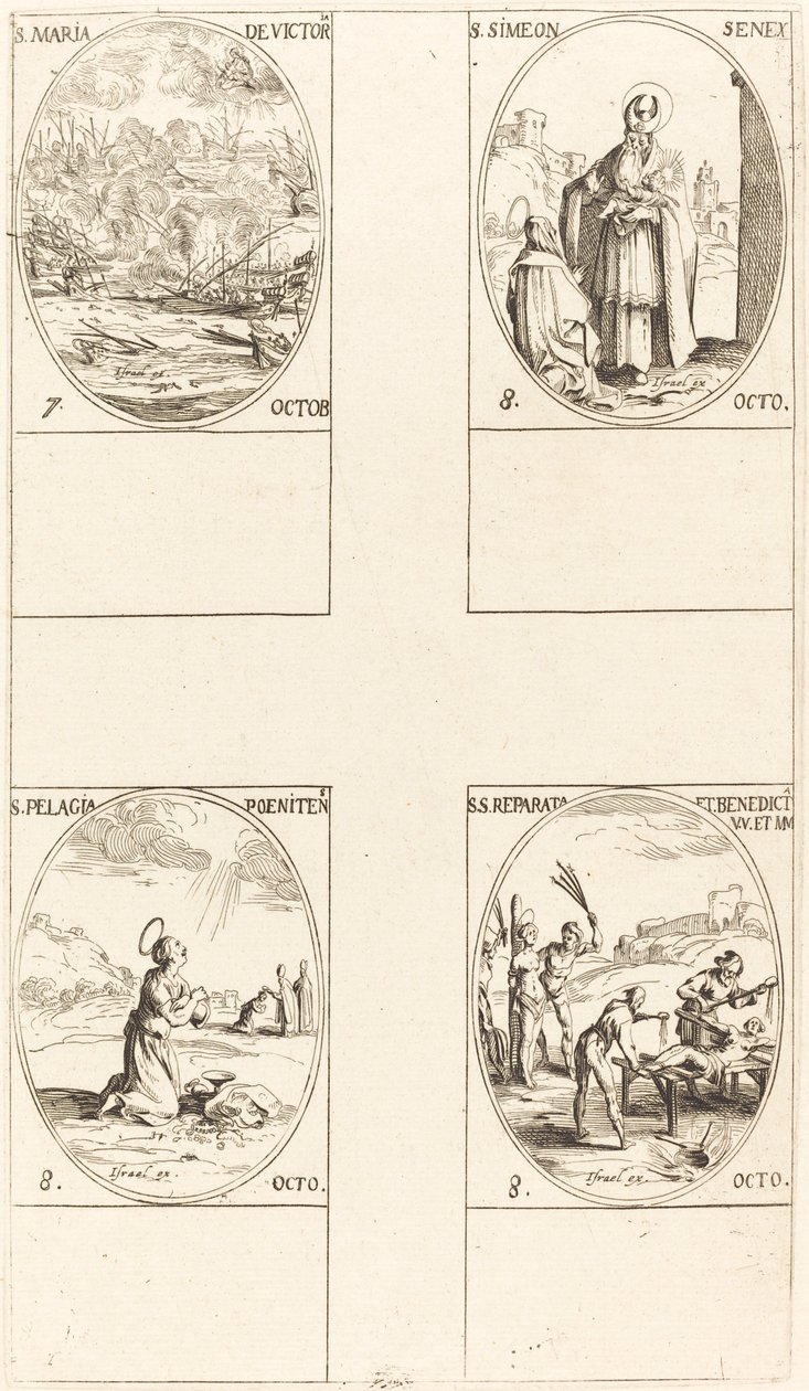 St. Mary of Victory, St. Simeon, Profeten, St. Pelagia, St. Reparata og Benedicta. af Jacques Callot