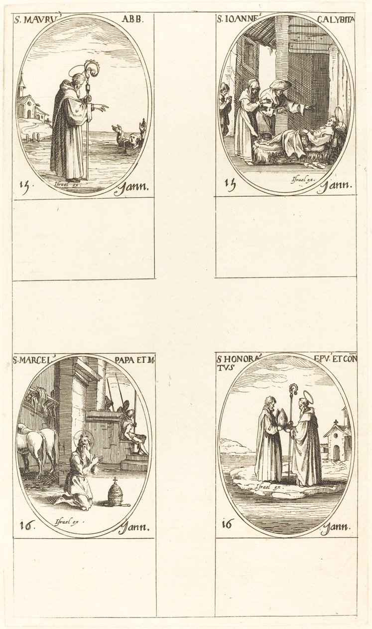 St. Maurus, St. John Calybite, St. Marcellus, St. Æret af Jacques Callot