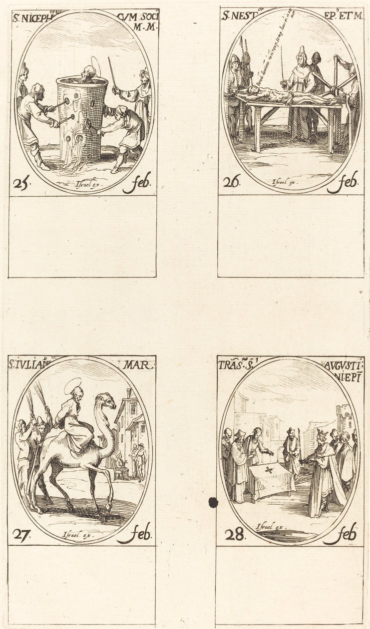 St. Nicephorus; Sankt Nestor; St. Julian; Oversættelse af St. Augustin af Jacques Callot