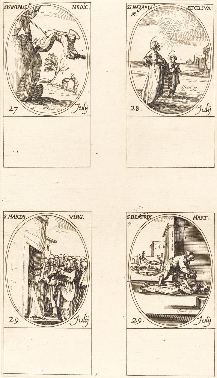 St. Pantaleon; Sts. Nazarius og Celsus; Sankt Martha; Sankt Beatrice af Jacques Callot