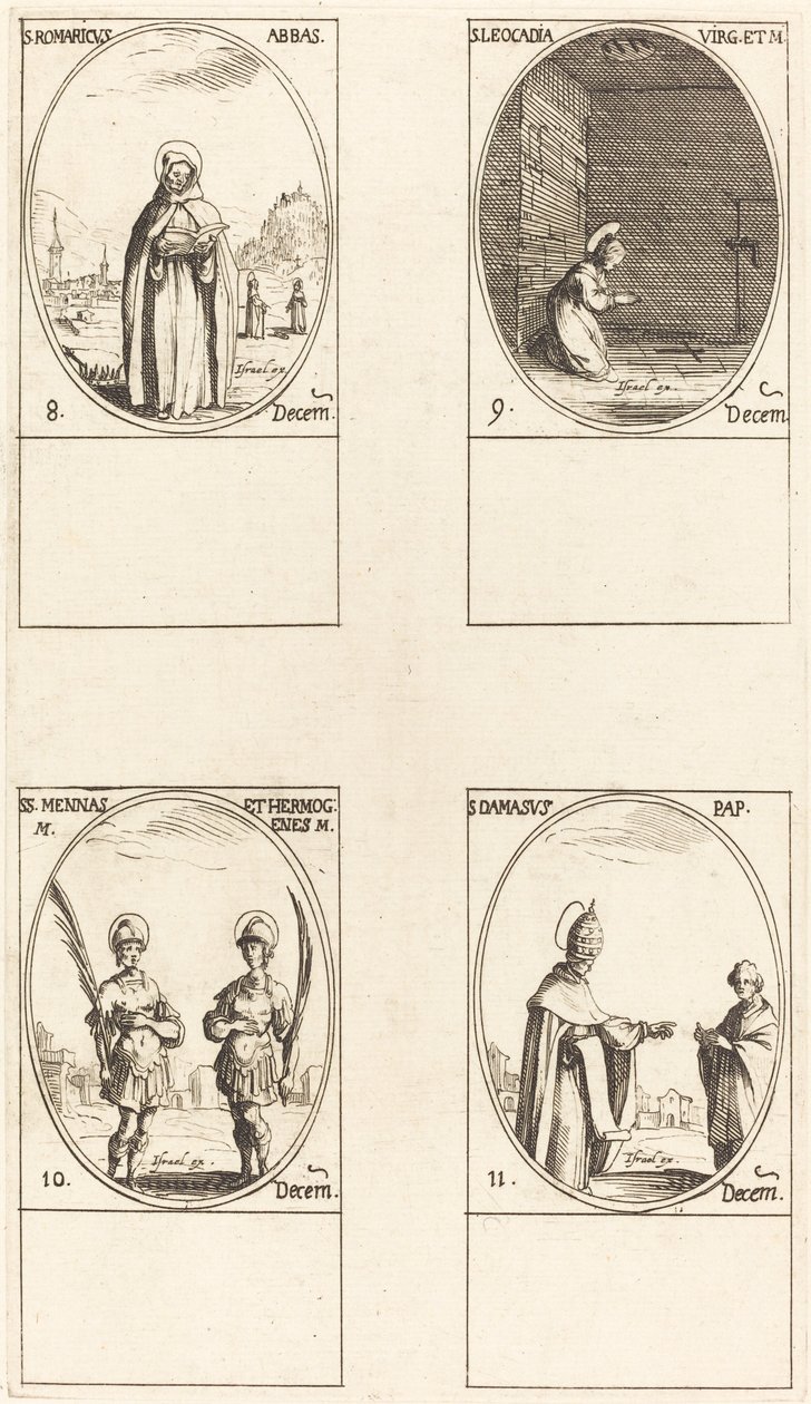 Sankt Romaricus; St. Leocadia; Sts. Mennas og Hermogenes; St. Damasus af Jacques Callot