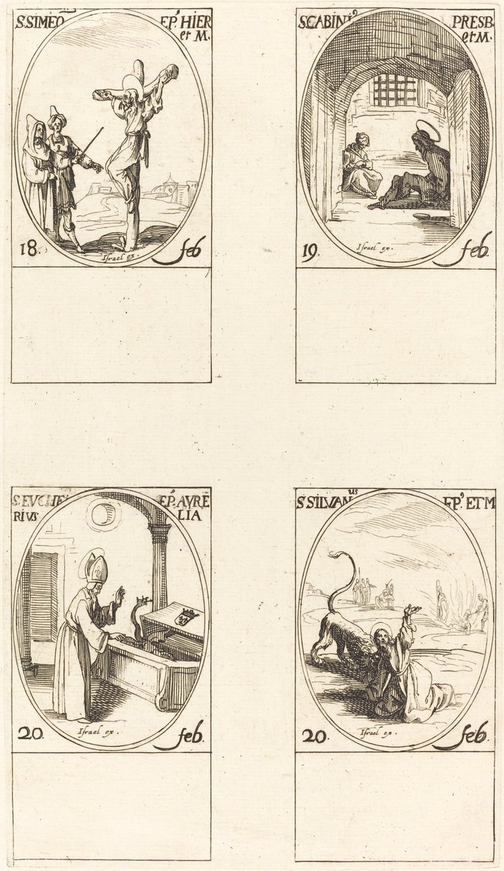St. Simeon; St. Gabinius; St. Eucharius; St. Silvanus af Jacques Callot