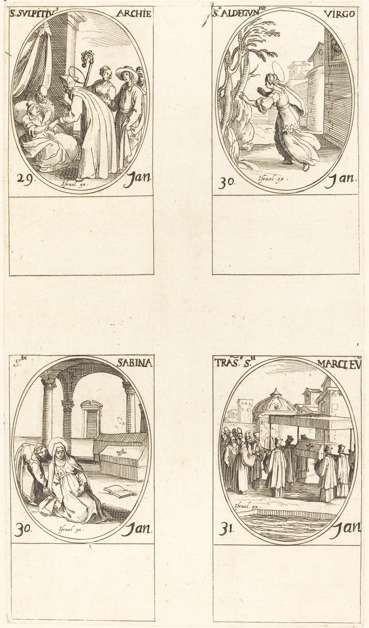 St. Sulpicius; St. Aldegondes; St. Sabina; Sankt Markus kaldelse af Jacques Callot