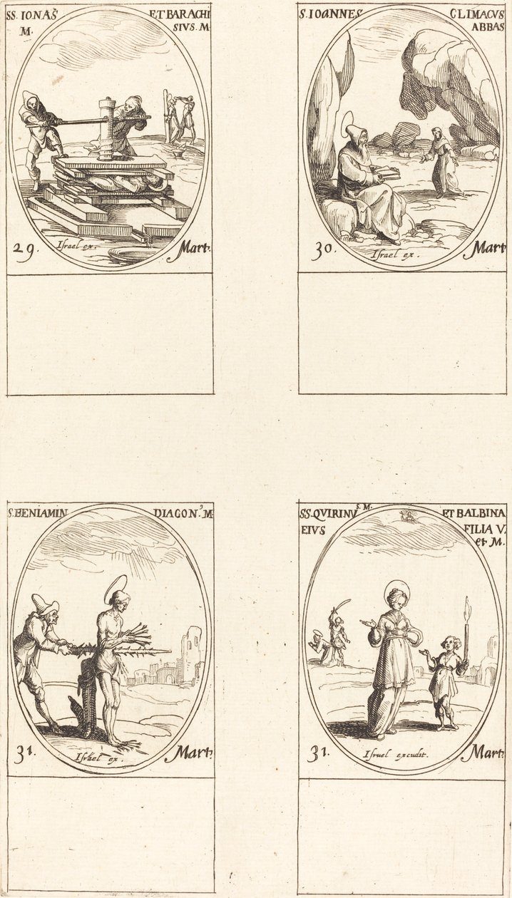 Sts. Jonas & Barachisius; St. Louis John Climacus, Abbed; St. Louis Benjamin; Sts. Quirinus & Bal af Jacques Callot