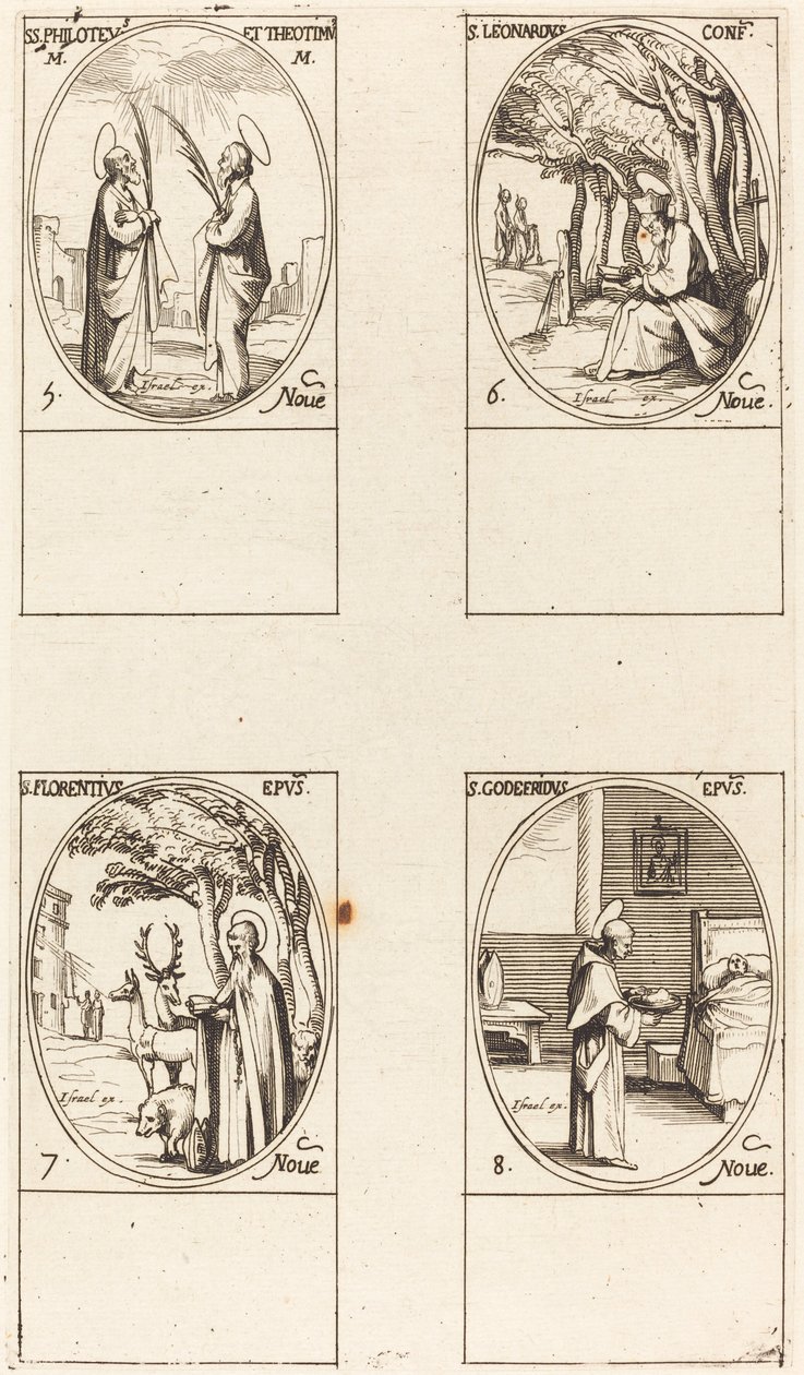 Sts. Philoteus og Theotimus, St. Leonard, St. Florentinus, St. Godfrey. af Jacques Callot