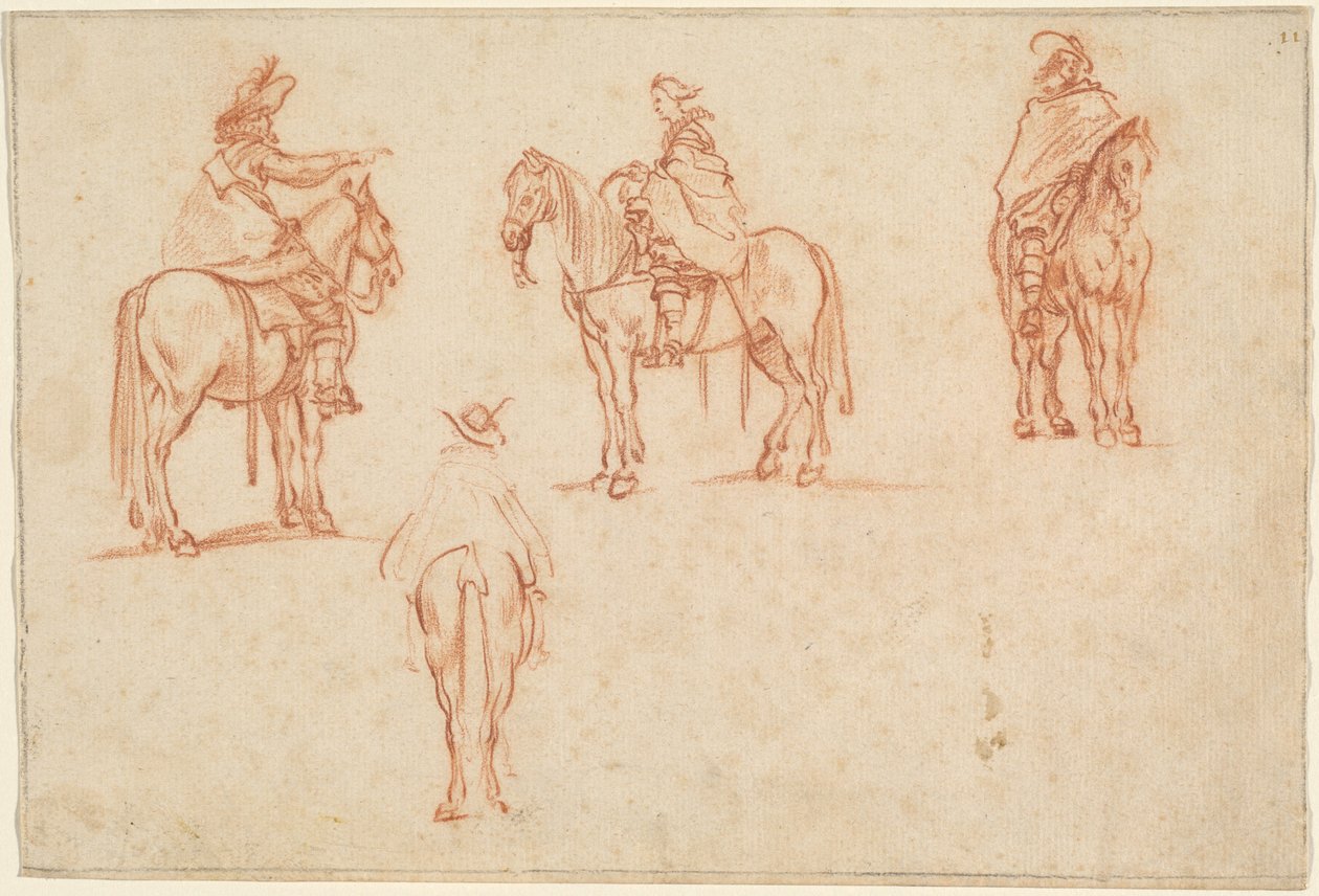 Studie af fire ryttere af Jacques Callot