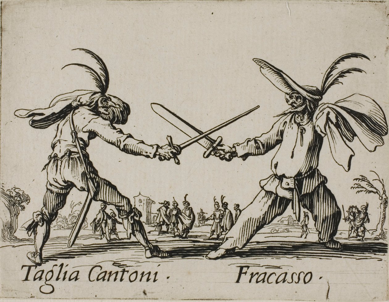 Taglia Cantoni - Fracasso, tallerken 24 fra Balli di Sfessania af Jacques Callot