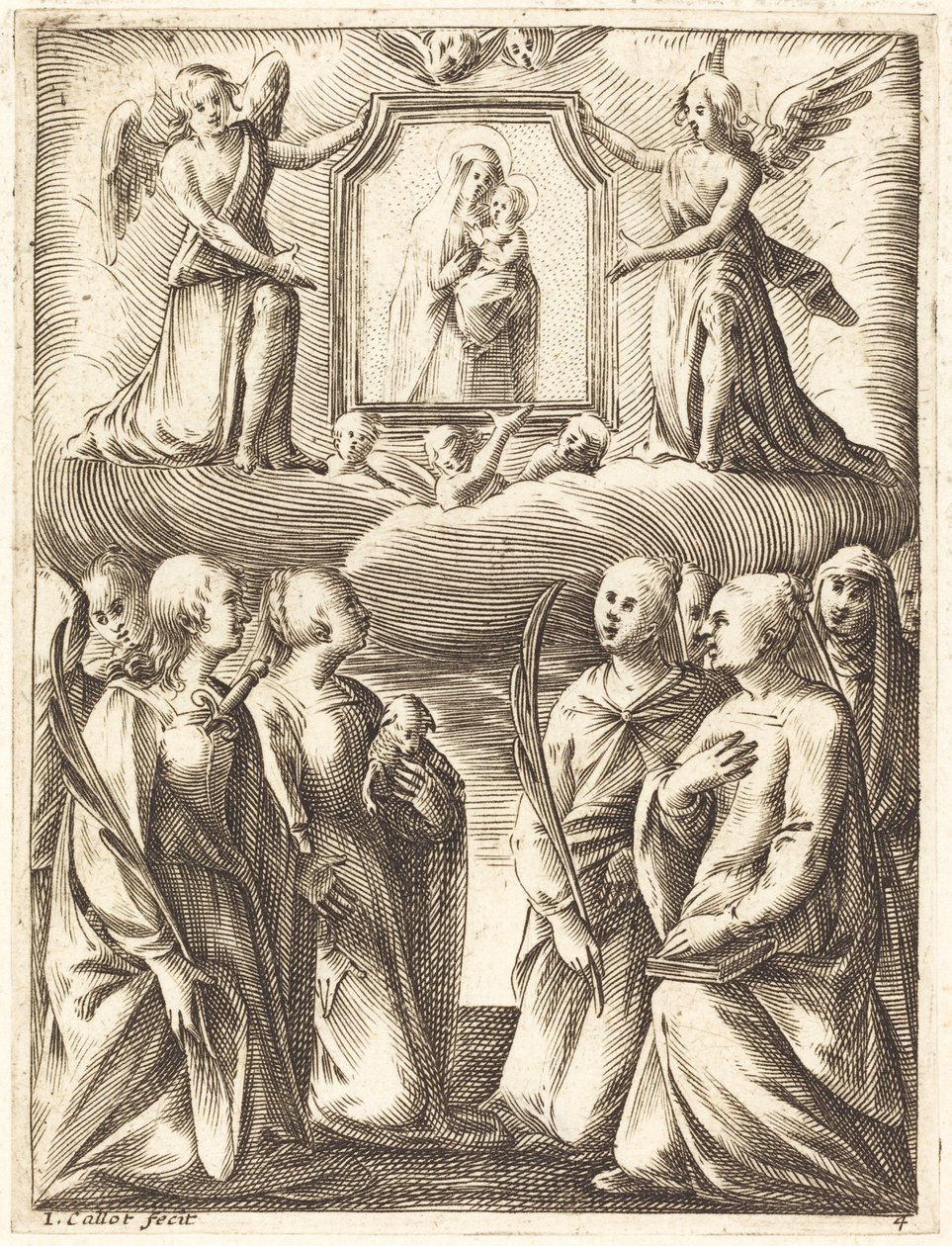 Tilbedelsen af Jomfru og Barn af Jacques Callot