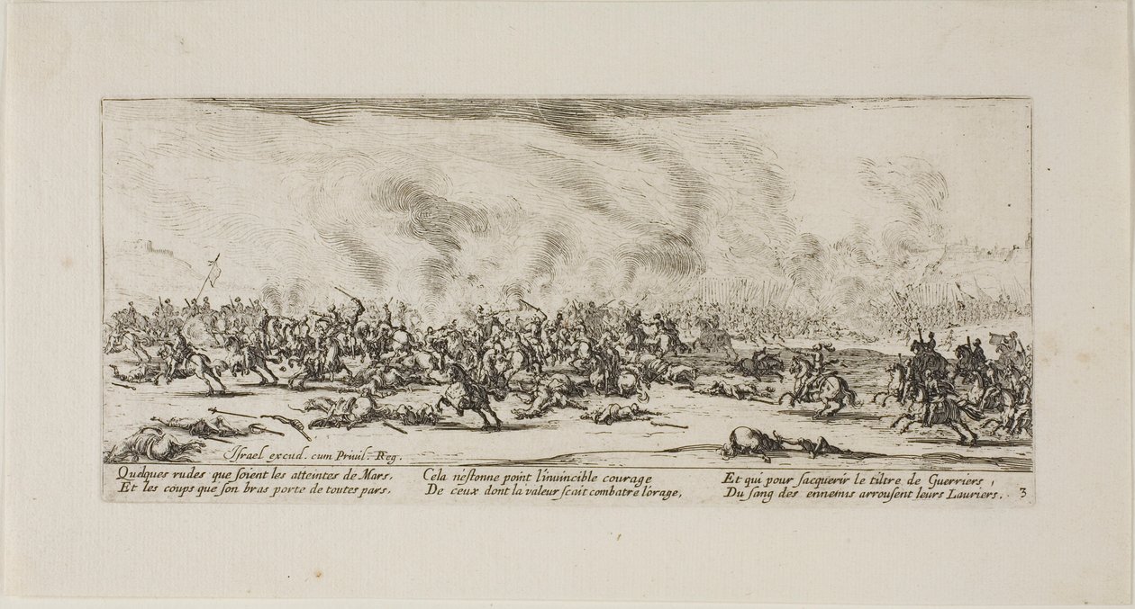 Slaget, planche tre fra Krigens elendighed af Jacques Callot