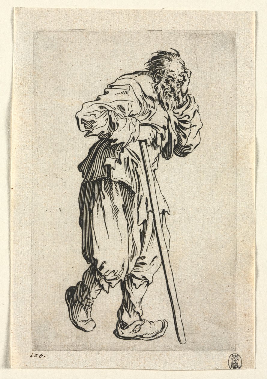 The Beggars: Beggar Leaning on a Stick, ca. 1623. af Jacques Callot