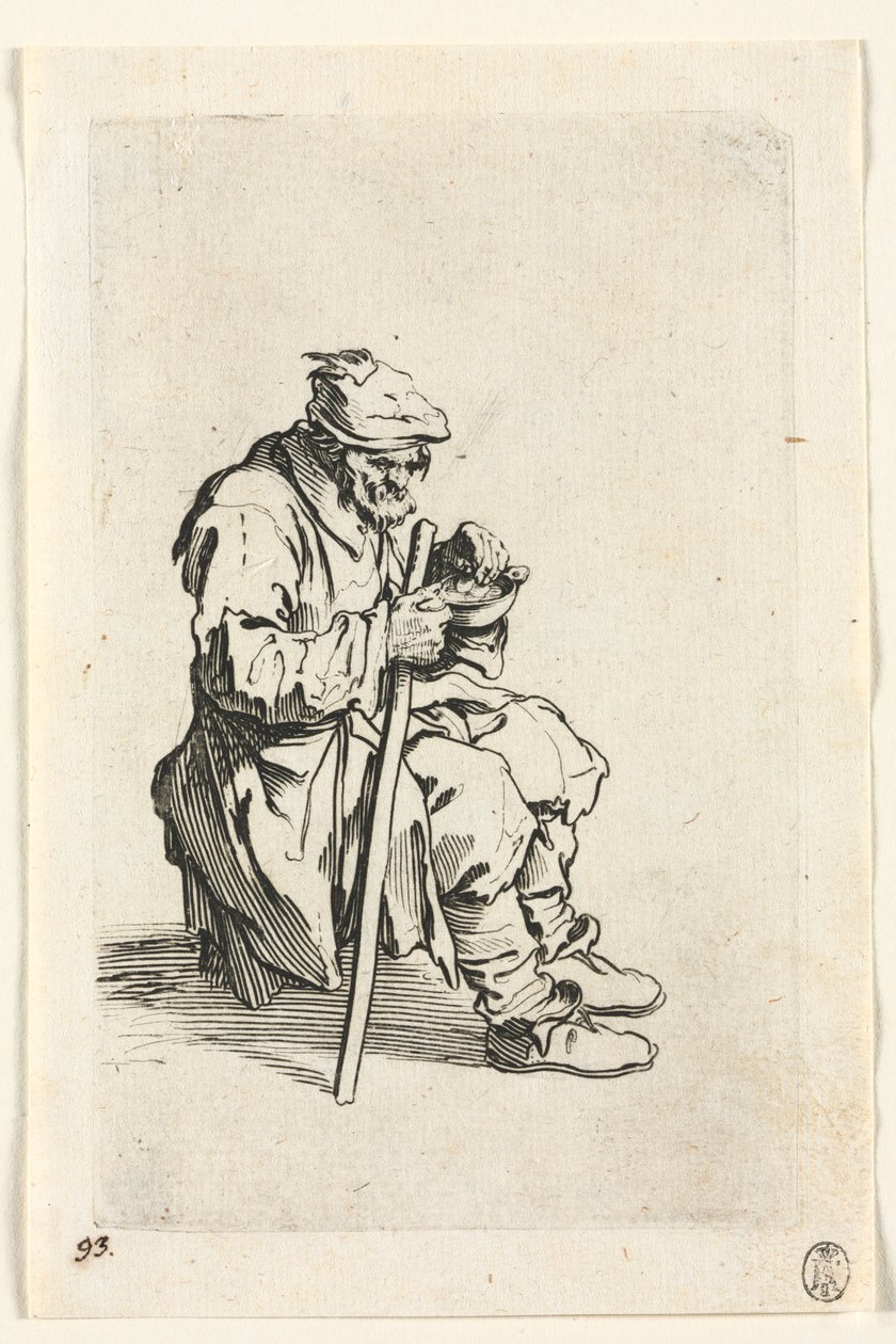 Tiggerne: Tigger sidder ned og spiser, ca. 1623. af Jacques Callot