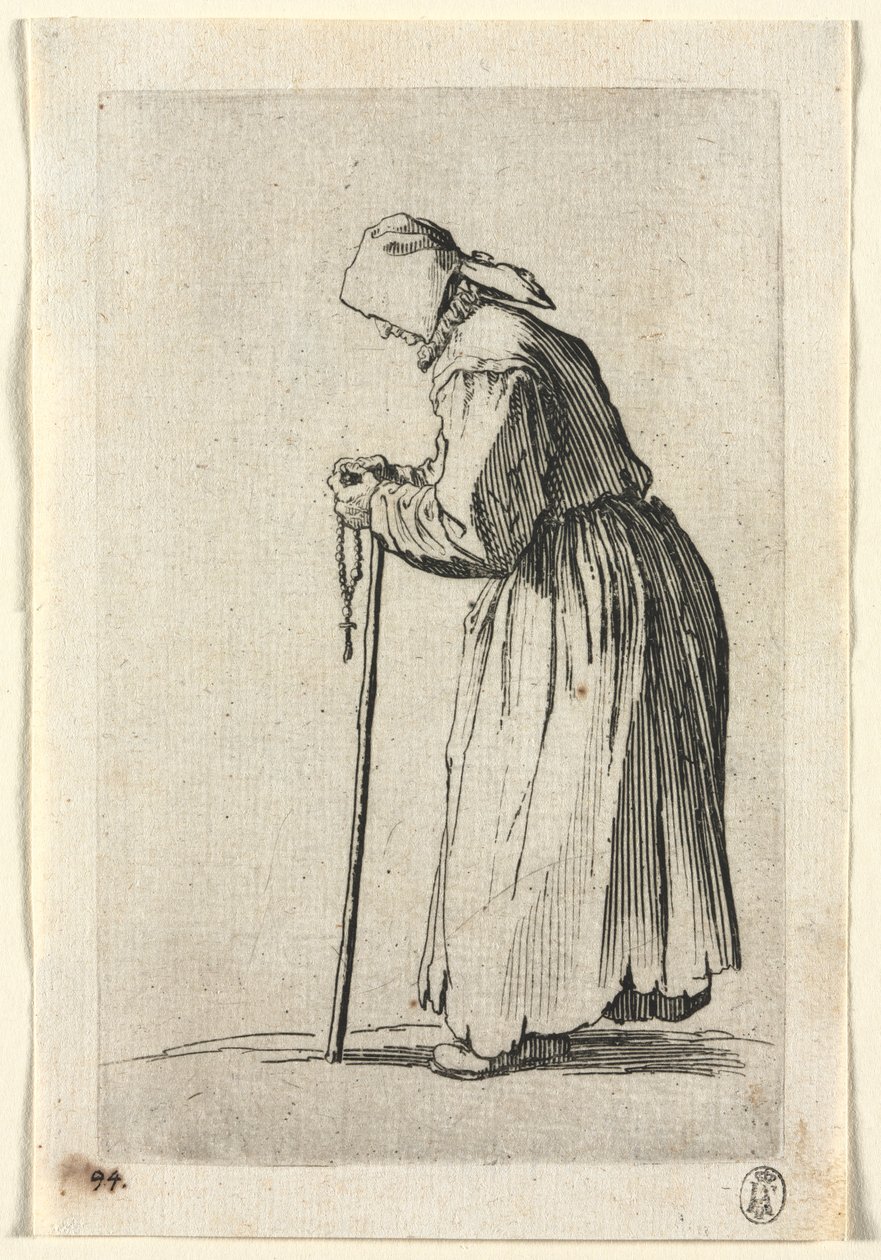 Tiggerne: Tigger ved hendes rosenkrans, ca. 1623. af Jacques Callot
