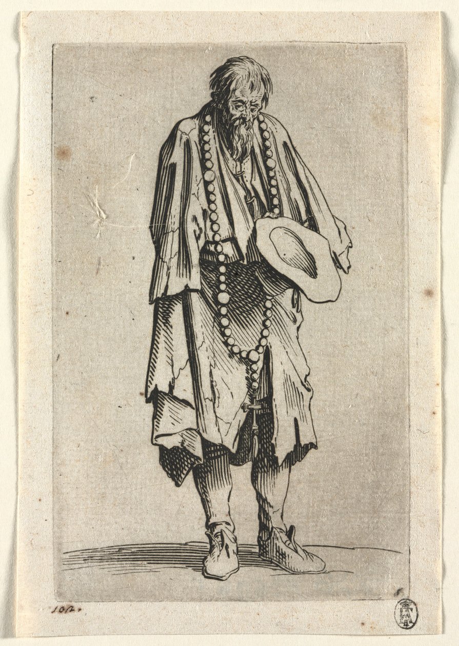Tiggerne: Tigger med rosenkrans, ca. 1623. af Jacques Callot