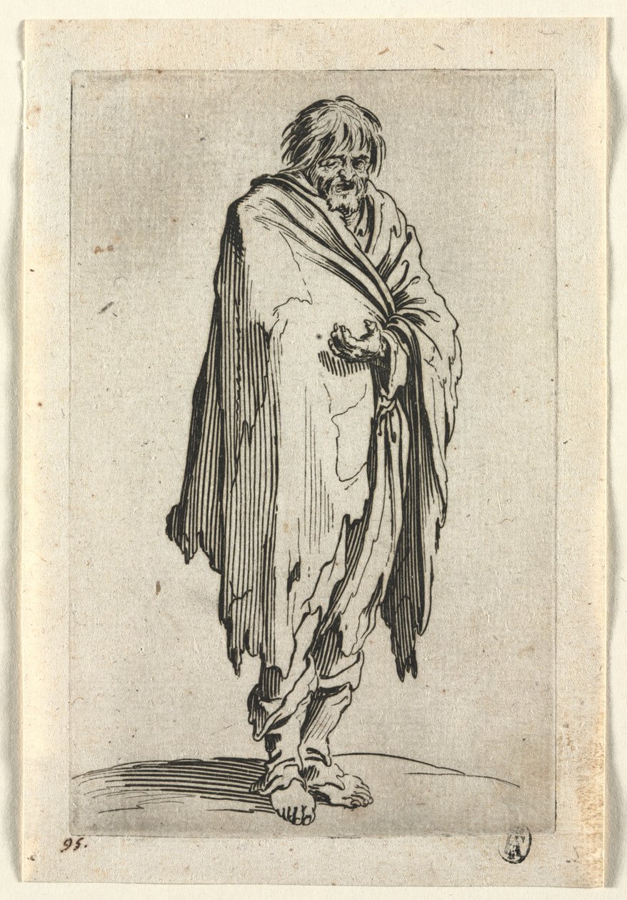 Tiggerne: Tigger uden hat eller sko, ca. 1623. af Jacques Callot