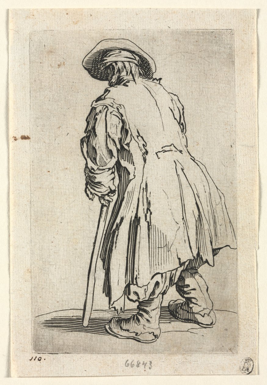 The Beggars: Old Beggar on One Single Crutch af Jacques Callot